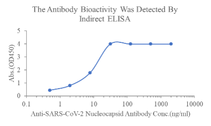 Measured by its binding ability in a functional ELISA. Immobilized SARS-CoV-2 NP (bs-41417P) at 2\u03bcg\/mL (100\u03bcL\/well) can bind anti-SARS-CoV-2 NP monoclonal antibody, the EC50 for this effect is 7.8-15ng\/ml.