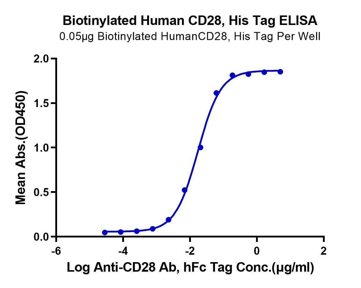 Recombinant human / Cynomolgus / Rhesus macaque CD28 Protein, N-His-Avi (HEK293), Biotinylated, Biotin Conjugated